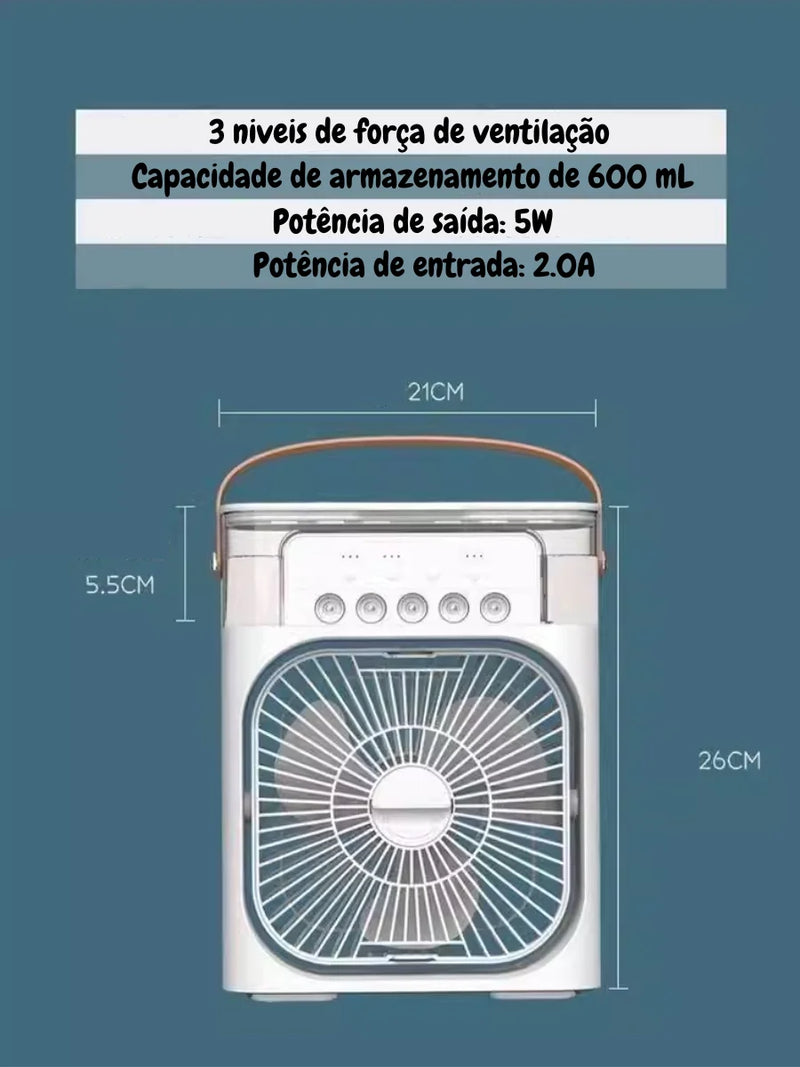 Ventilador Refrigerador De Ar Condicionado Umidificador Portátil Com Led Reservatório De Água TIPO C Usb